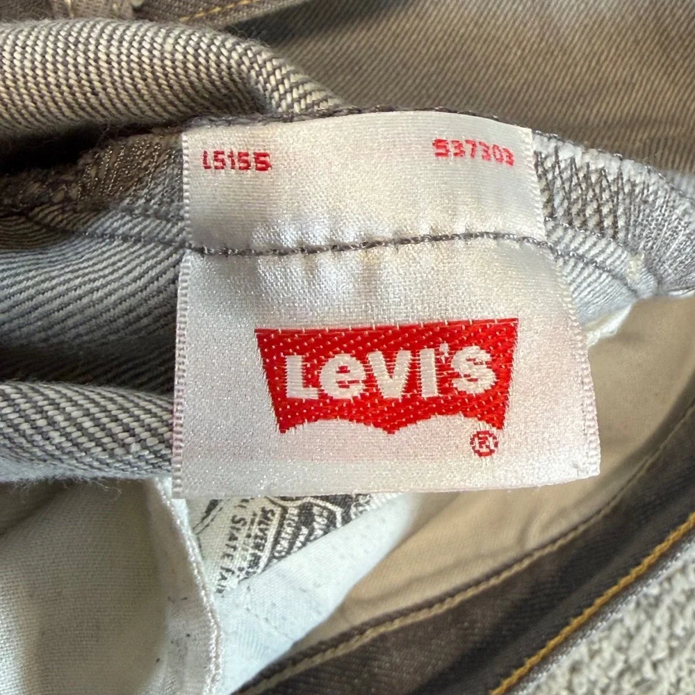 Levis 501 Jeans Men 46x34 Gray Original Fit Straight Distressed Button Fly Denim